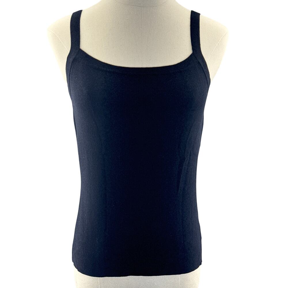 Dana Buchman Women's Medium Petite Black Knit Tank Top Stretch Basic Layering